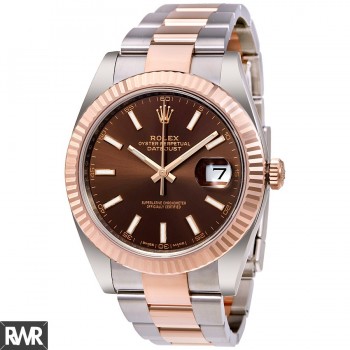 Réplique Rolex Datejust 41 Cadran Chocolat Acier et Or Everose 18K 126331CHSO