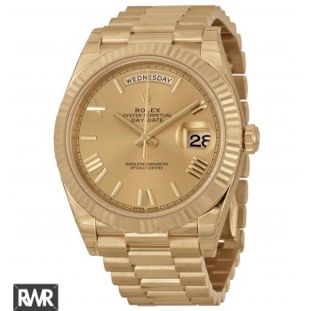 Réplique Rolex Day-Date 40 Champagne Cadran Or Jaune 18K Président 228238CRSP