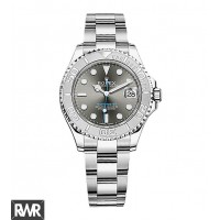 Réplique Rolex Yacht-Master Rhodium Cadran Acier et Platine Oyster Midsize 268622RSO