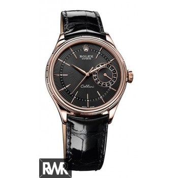 Réplique Rolex Cellini Date Everose Or Noir Cadran Guilloché 50515