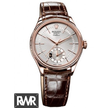 Réplique Rolex Cellini Dual Time Everose Or Argent Guilloché Cadran 50525