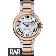 Réplique Cartier Ballon Bleu 36mm Acier Et Or Rose Dames W2BB0003