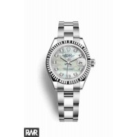 Réplique Rolex Datejust 28 Blanc Rolesor Oystersteel or blanc 279174