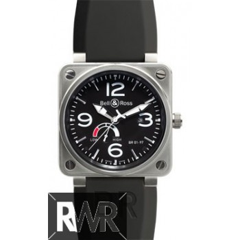 Réplique Bell & Ross BR 01-97 Acier Noir BR 01-97 Acier Réserve de Marche