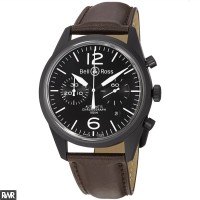 Réplique Bell & Ross BR126-ORIGINAL CARBON Vintage cadran noir et bracelet marron