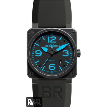 Réplique Bell & Ross Aviation 42MM Hommes BR 03-92 Bleu Carbone