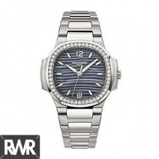 Réplique Patek Philippe Nautilus Bleu Teint Mop Cadran Automatique Dames Diamant 7018/1A-010