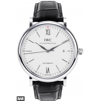 Réplique IWC Portofino cadran argenté noir automatique pour hommes 356501