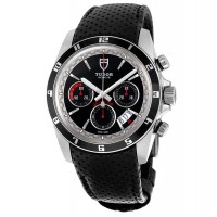 Réplique Tudor Grantour Chronographe Automatique Cadran Noir Cuir Noir 20530N-BKMCPL