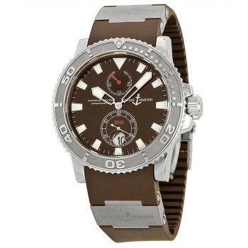 Réplique Montre Ulysse Nardin Maxi Marine Diver pour homme, cadran marron, caoutchouc marron, 263-33-3/95