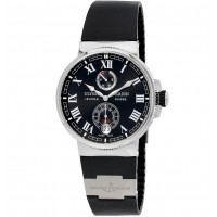 Réplique Ulysse Nardin Marine Chronometer Automatique Cadran Noir Montre Pour Homme En Caoutchouc Noir 1183-126-3/42