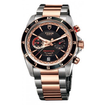 Réplique Tudor Grantour Chrono Fly-Back en acier inoxydable et or rose 20551N-95731