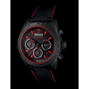 Réplique Tudor Fastrider Black Shield Bracelet en cuir à index rouge 42000CR