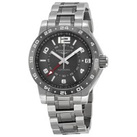 Réplique Montre Longines Admiral GMT pour homme en acier et céramique avec cadran gris L3.669.4.06.7