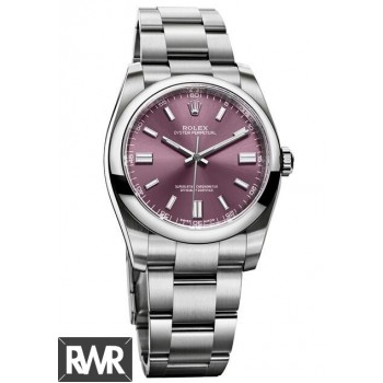 Réplique Rolex Oyster Perpetual 36 mm Cadran Raisin Rouge pour hommes 116000–70200