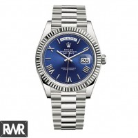 Réplique Rolex Day-Date 40 Cadran Bleu Or Blanc 18K Automatique pour hommes 228239BR