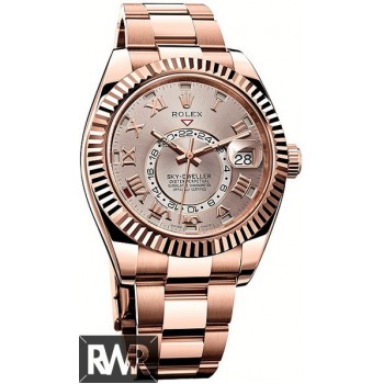 Réplique Rolex Sky-Dweller Everose cadran or Sundust 326935